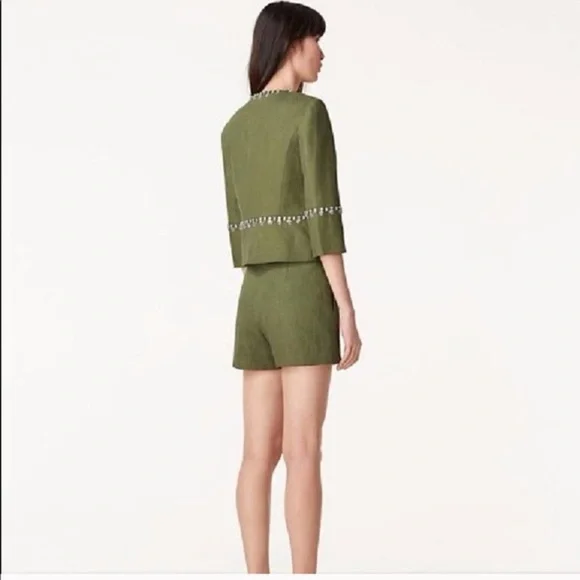 NWT Tory Burch embellished cropped jacket olive